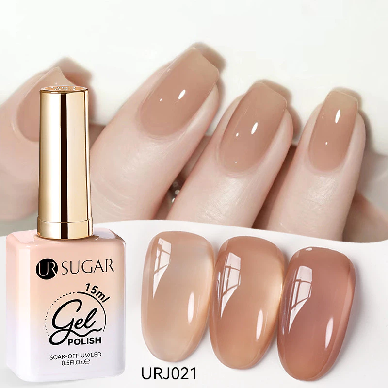 【Local】UR SUGAR 15ml Jelly Coffee Nail Gel Polish Pudding Translucent Color Gel กึ่งถาวร UV Gel Nail Art Soak Off Vanish