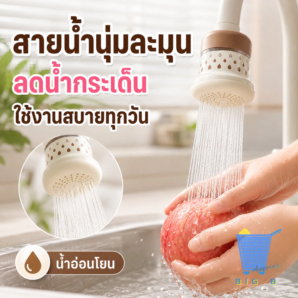 [🇹🇭พร้อมส่ง] หัวต่อก๊อกกรองน้ำ 360° อัปเกรดใหม่ กรอง5ชั้น กันน้ำกระเด็น น้ำไหลนุ่ม ประหยัดน้ำ ติดตั้งง่าย COD