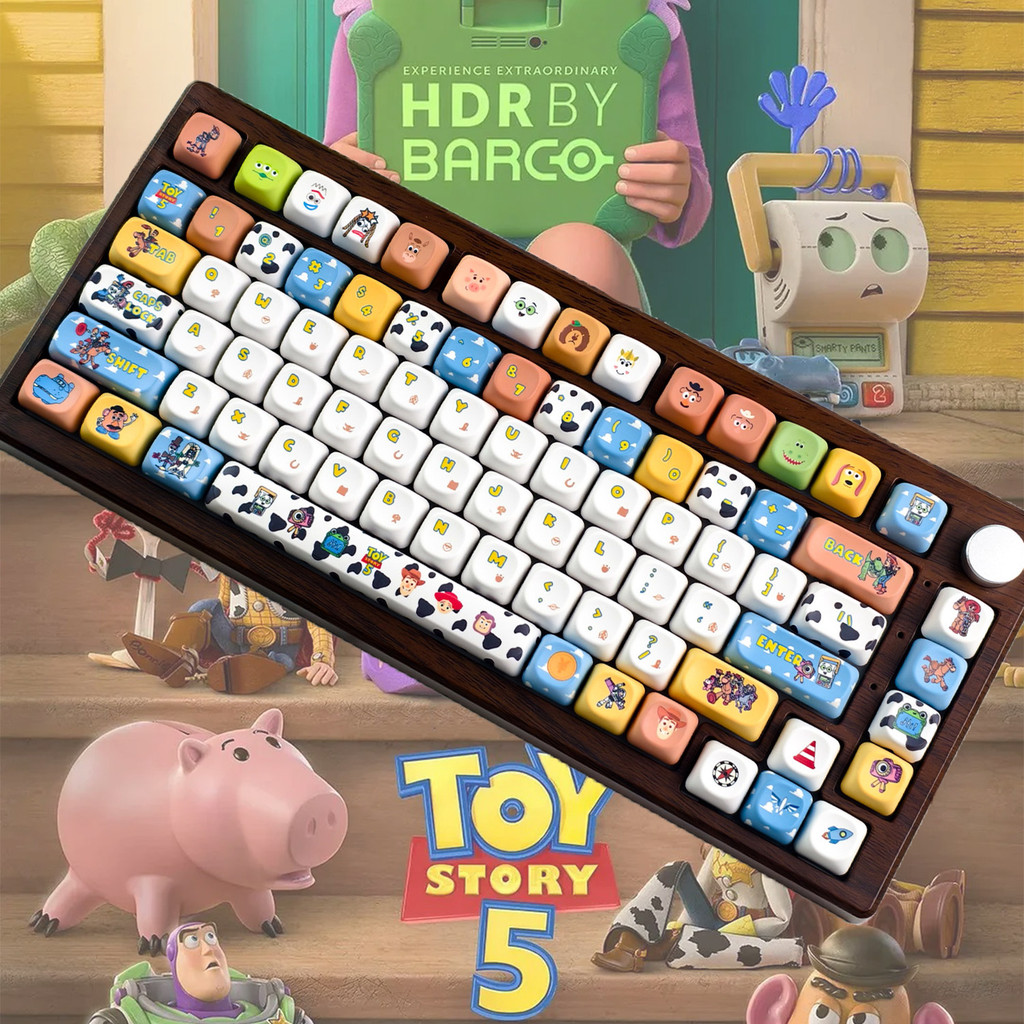 MAIMOOO Toy Story 5 Keycap ไทย MOA/Cherry Profile 120 คีย์ PBT Dye Sublimation Aula F75 Disney การ์ตูน ไทย Keycaps น่ารัก Bullseye Woody Jessie Buzz Lightyear Lilypad Keycap