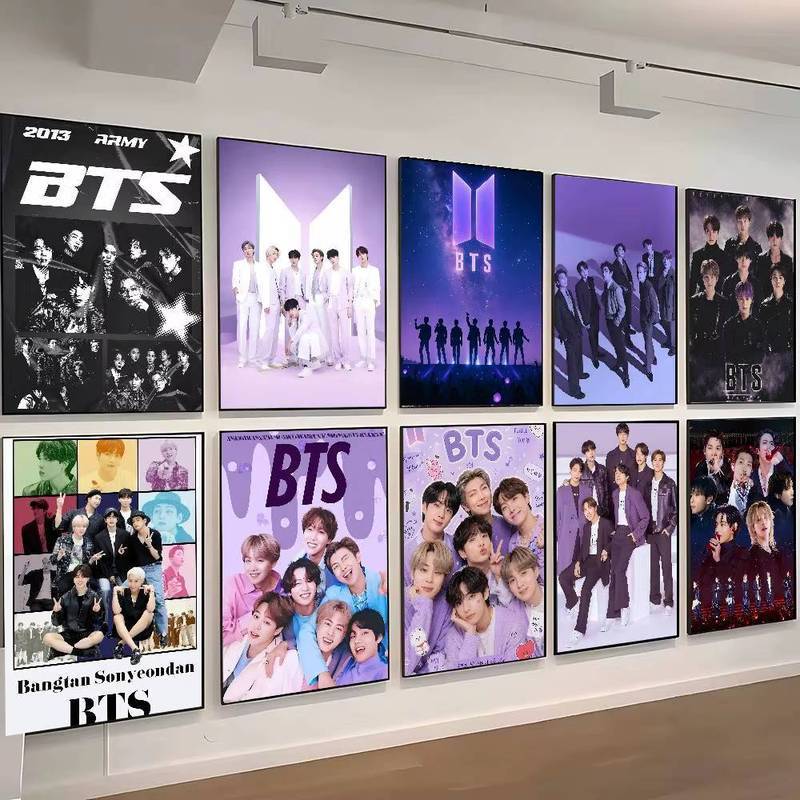 BTS K-Pop Band ไอดอลเกาหลีเพลงคอนเสิร์ตโปสเตอร์ไม่มีกรอบ HD ผ้าใบ Wall Art ภาพวาดเพลง Studio Decor