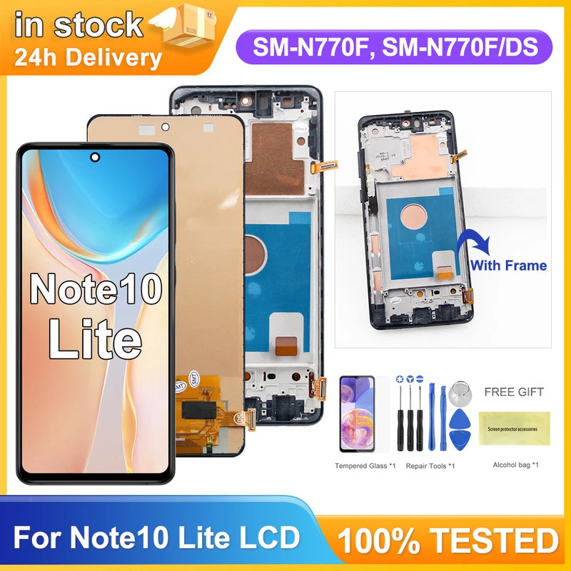 TFT สําหรับ Samsung Galaxy หมายเหตุ 10 Lite จอแสดงผล LCD Touch Screen Digitizer อะไหล่สําหรับ Samsun