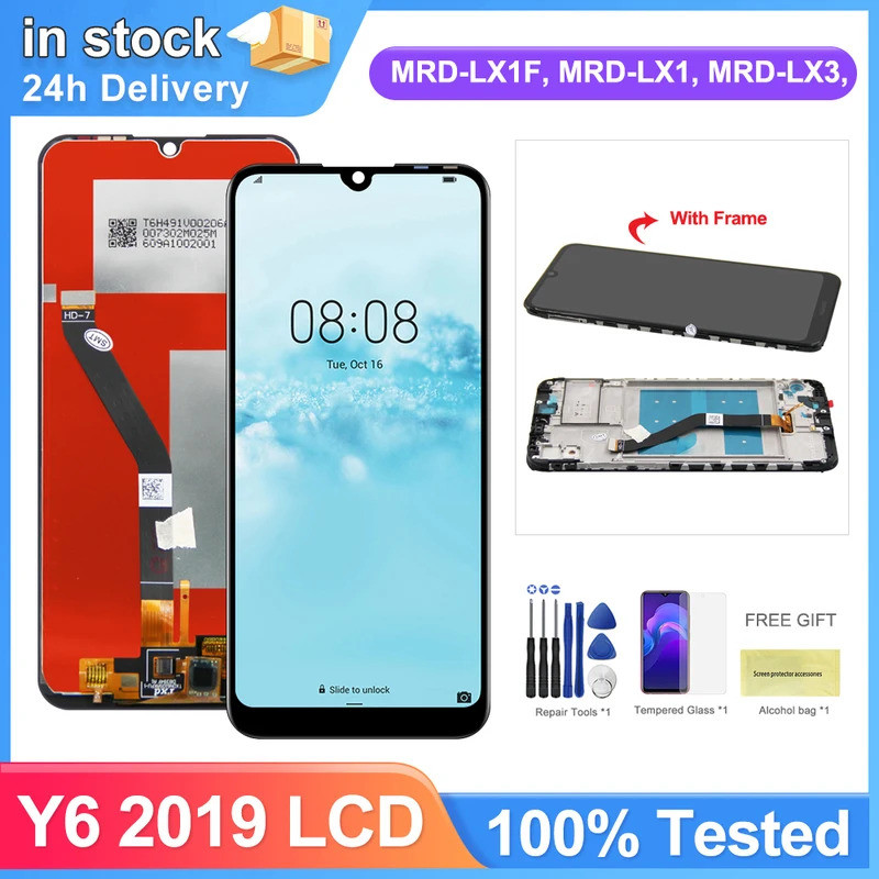 6.09 จอแสดงผลสําหรับ Huawei Y6 2019 จอแสดงผล Lcd Touch Screen Digitizer เปลี่ยนกรอบสําหรับ Huawei Y6