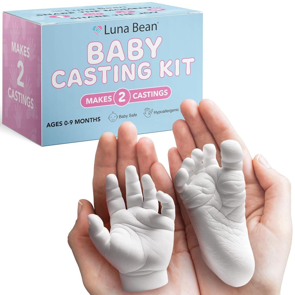Luna Bean Baby Footprint and Hand Mold Casting Kit (2 แพ็ค) ของขวัญแม่ใหม่ - ทาบรอยมือเท้าทารกแรกเกิ