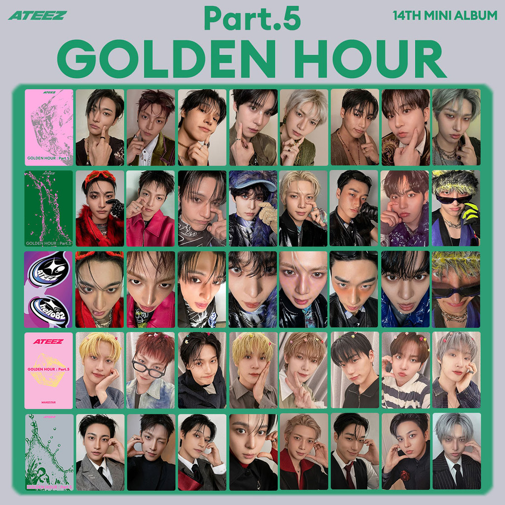 Kpop Idol ATEEZ GOLDEN HOUR PART 5 การ์ดอัลบั้ม HELLO82 Bonus การ์ดขนาดเล็ก