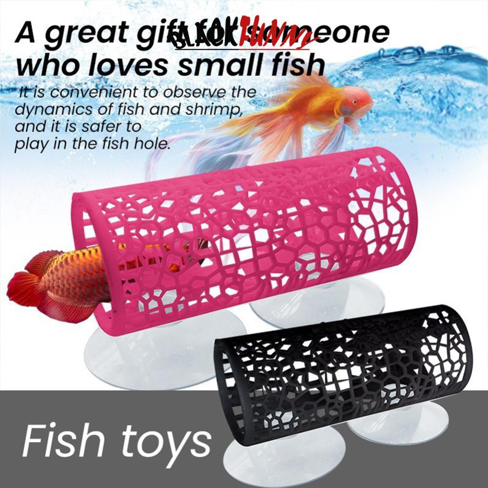 BLACKFUNNY 1 ชิ้นดูดถ้วย Hollow อุโมงค์ปลา Hideout Rest Tube Aquarium เล่น Cave Decor สําหรับ Betta 
