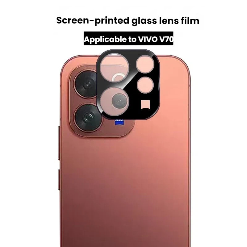 ผ้าไหมสีดําพิมพ์กล้องเลนส์กระจกนิรภัยสําหรับVivo T4X T5X V29 V30 V30 Lite V30E V40E V50 V60 V70 HD Anti-Ghost Anti-Scratch Full Coverเลนส์Protector