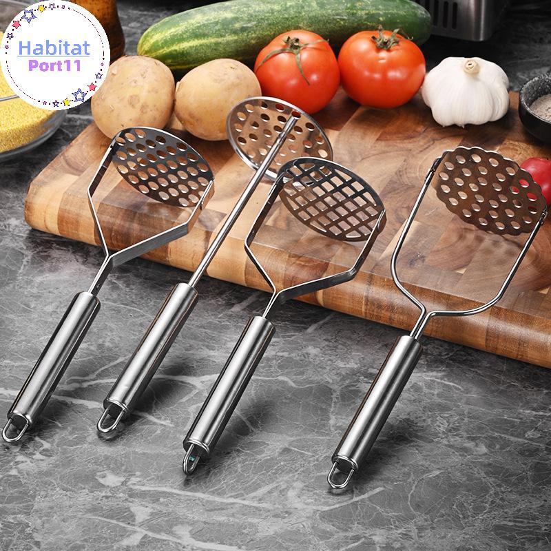 HabitatPort สแตนเลสมันฝรั่ง Masher เกรดอาหาร Anti-Slip Handle 1 ชิ้นสําหรับห้องครัวอาหารเด็กผัก Mashing th