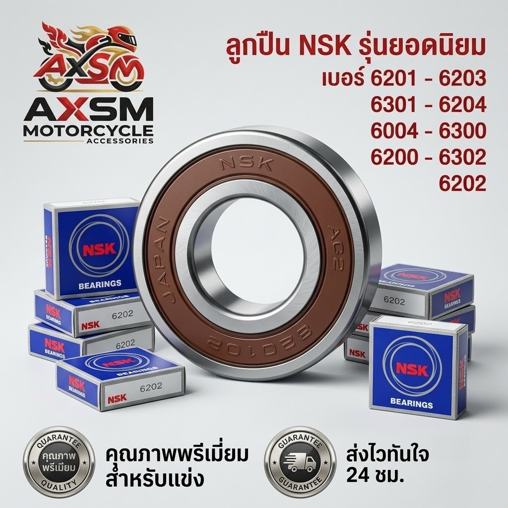 ลูกปืนล้อ NSK เกรด A เบอร์ 6004 / 6201 / 6202 / 6203 / 6204 / 6205 / 6300 / 6301 / 6302 / 6303 / 6304 / 6305