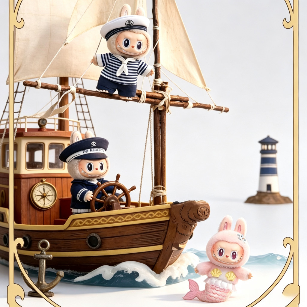 POPMART Flying LABUBU Series Mermaid Vinyl Plush ลิฟท์จี้อินเทรนด์เล่นรูป Mystery เครื่องประดับชนิดบรรจุกล่อง