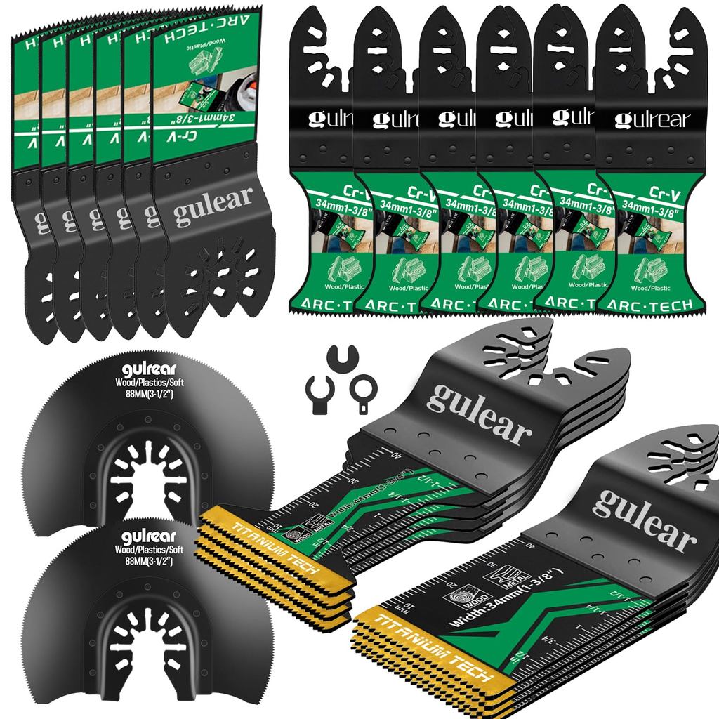 25 ชิ้น Universal Oscillating เครื่องมือใบมีด - Quick Release Multi Tool Blades ชุดเคลือบไทเทเนียมแล