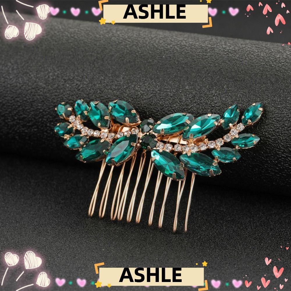 ASHLE ดอกไม้ Leaf Headbands เครื่องประดับผมงานแต่งงานคริสตัล Tiara คลิปเจ้าสาว