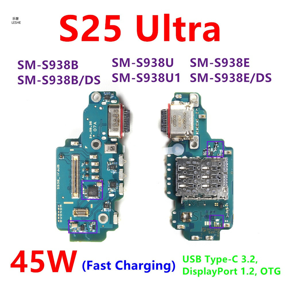ชาร์จพอร์ต Dock Connector Flex สําหรับ Samsung Galaxy S25 Ultra SM-S938B S938B/DS S938U S938 USB Con