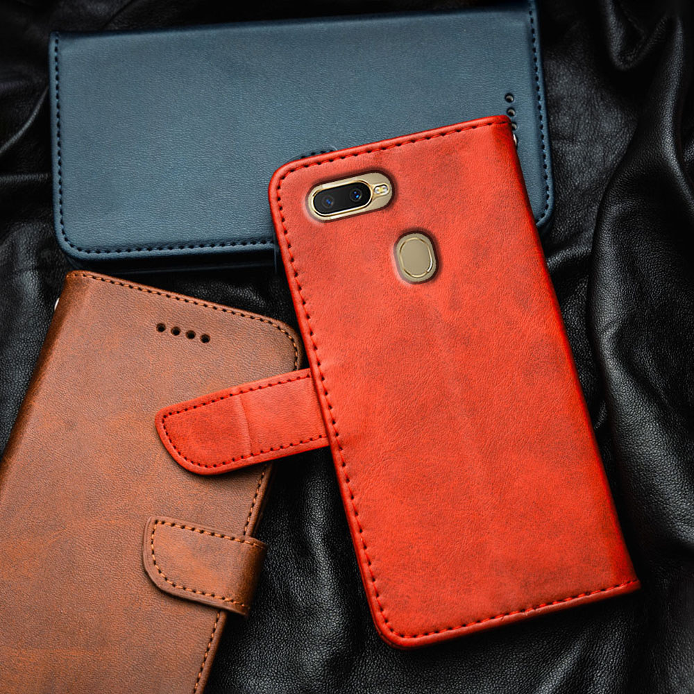 สําหรับ OPPO F9 F9 Pro A7x CPH1823 1881 1825 PBBM00 T00 พรีเมี่ยมหรูหราหนังแท้ Flip-Top เคสโทรศัพท์ก