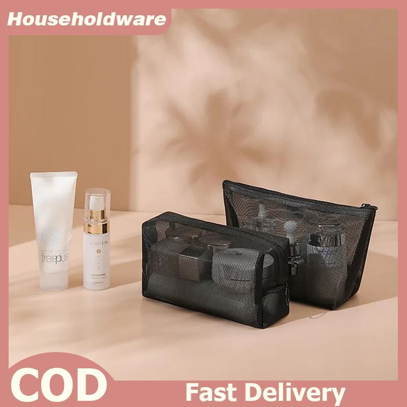 Hdth ตาข่ายกระเป๋าเครื่องสําอางใสขนาดเล็กขนาดใหญ่กระเป๋าแต่งหน้าแบบพกพาเดินทางแป้ง Organizer กรณี Lipsti กระเป๋าเก็บ Jelly