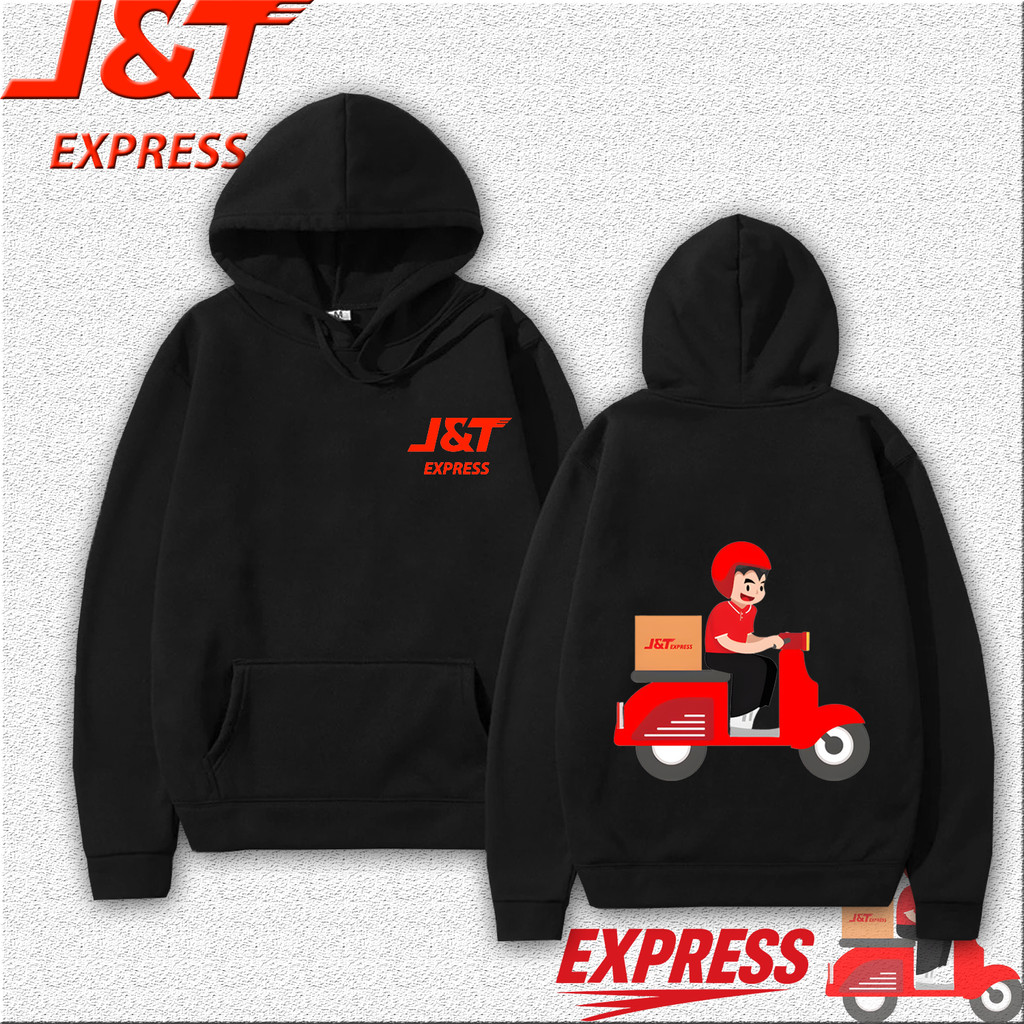 เสื้อฮู้ดพิมพ์ลายธีมการจัดส่ง J&T Express ใส่ได้ทั้งชายและหญิง M-3xl