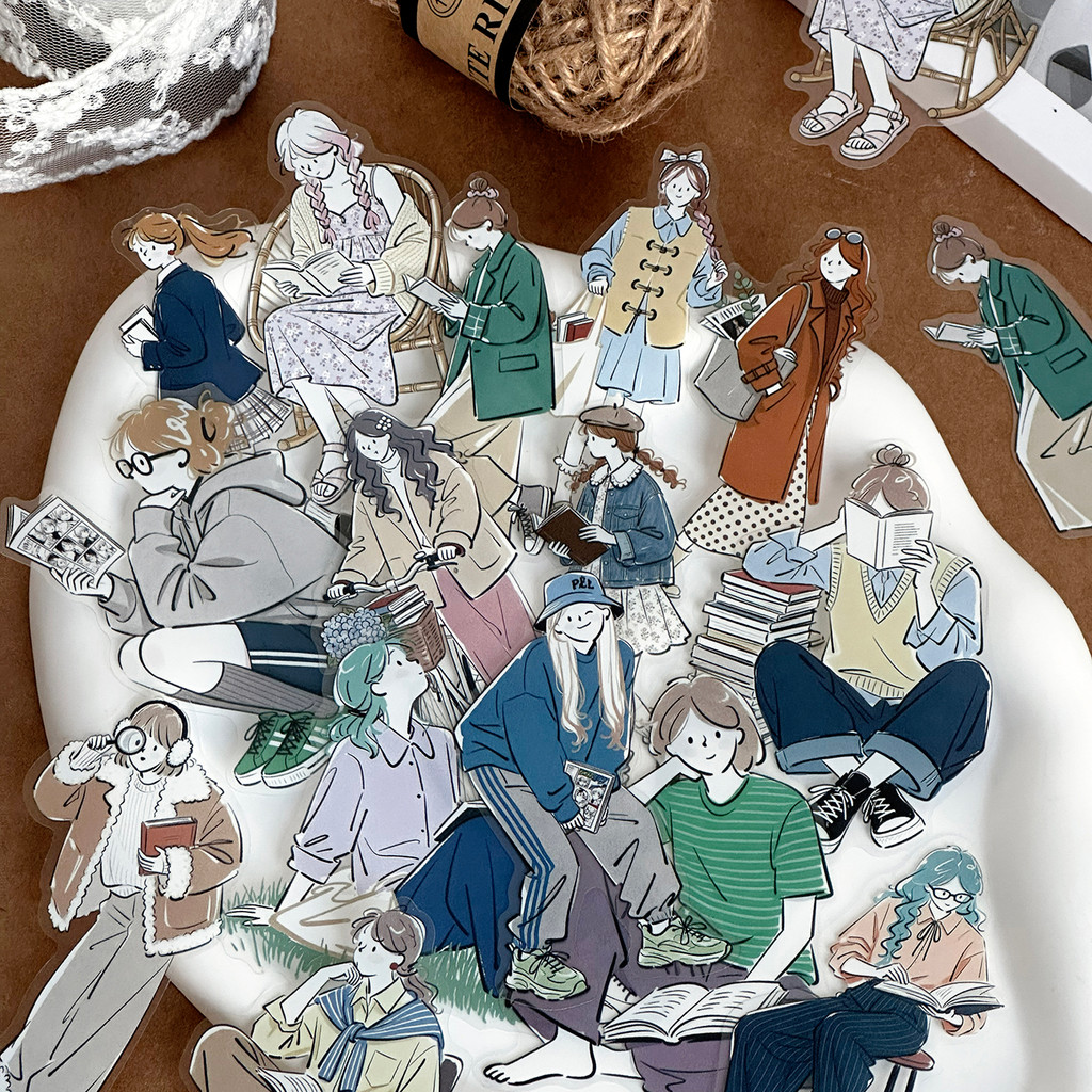 QOUZMO 30PCS PET ตัวอักษรสติกเกอร์ Self-กาว Die Cut ชีวิตยามว่างสติกเกอร์รูปสําหรับ Scrapbooking Journal Planner DIY Craft Supplies | ชุดตัวละครชีวิตยามว่าง