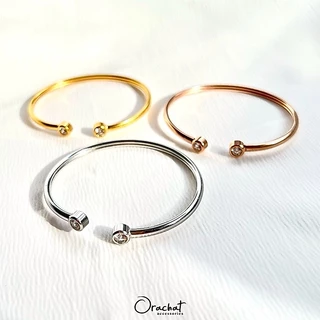 Orachat | Amber 14k bangle. (กำไลตัวเรือนสแตนเลส)
