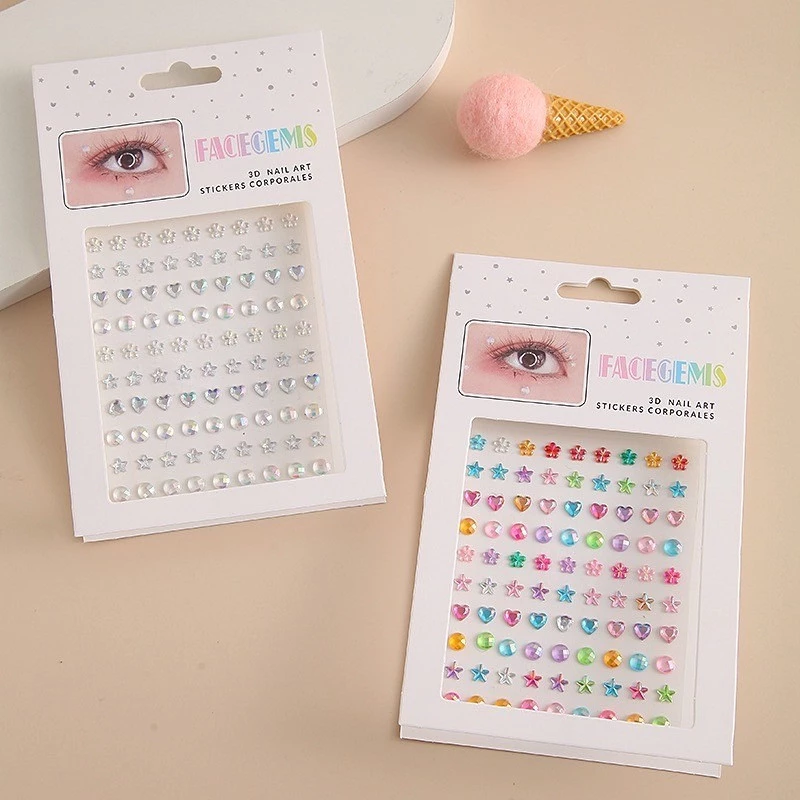 (พร้อมส่งในไทย) สติกเกอร์เพชรเทียม พลอยเทียม กลิตเตอร์ ไข่มุก 3D สําหรับตกแต่งเล็บ แต่งหน้า DIY
