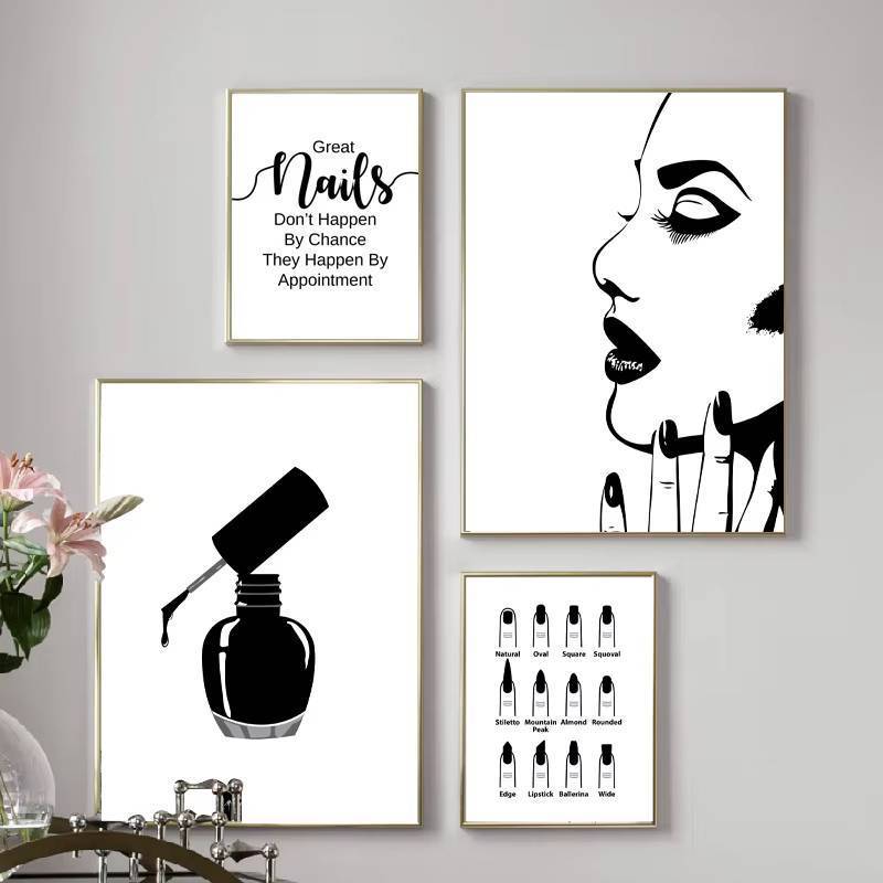 Nail Salon Quotes Canvas Poster Nail Tech Artist Wall Art Print Fashion Beauty Decor For Salon Makeu