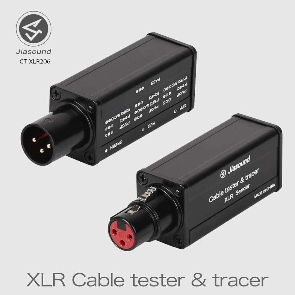 Jiasound CT XLR206 เครื่องทดสอบสายเคเบิล XLR สําหรับการตรวจจับสายออดิโอ เครื่องทดสอบสายเคเบิล Cardioid แบบพกพา การทดสอบอย่างรวดเร็วเพื่อค้นหาความผิดพลาดเคเบิล