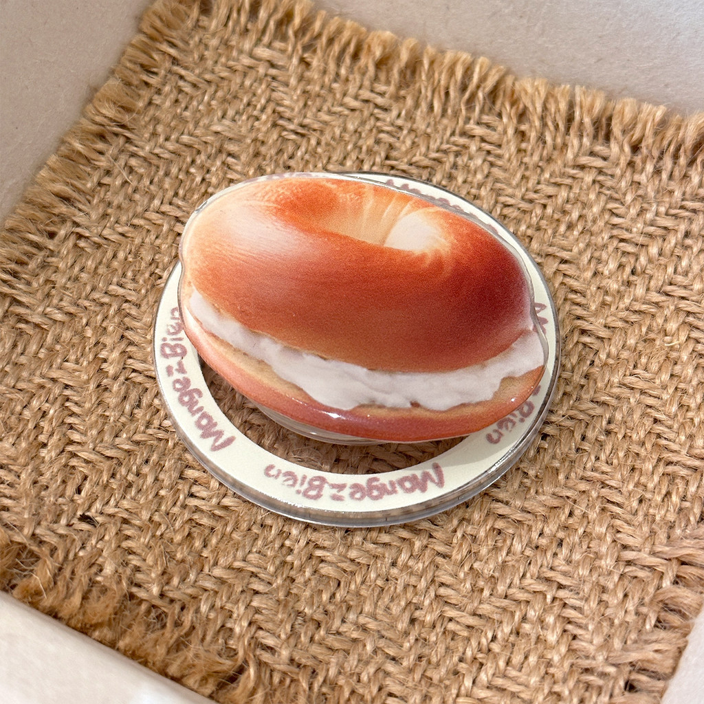 ที่วางโทรศัพท์แม่เหล็กขนมปัง Bagel ขาตั้ง popsocket ดูดที่แข็งแกร่ง