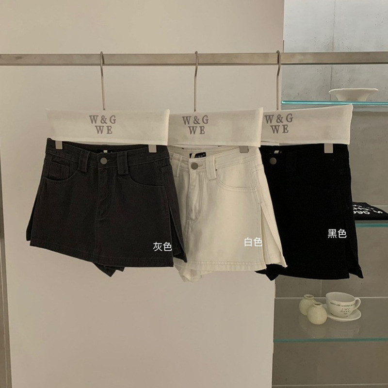 WGWE ฤดูร้อนเสื้อผ้าสตรีสไตล์เกาหลี ins สไตล์การออกแบบรู้สึกล้างน้ํา Slimmer ดู Anti-glare A-line สะ
