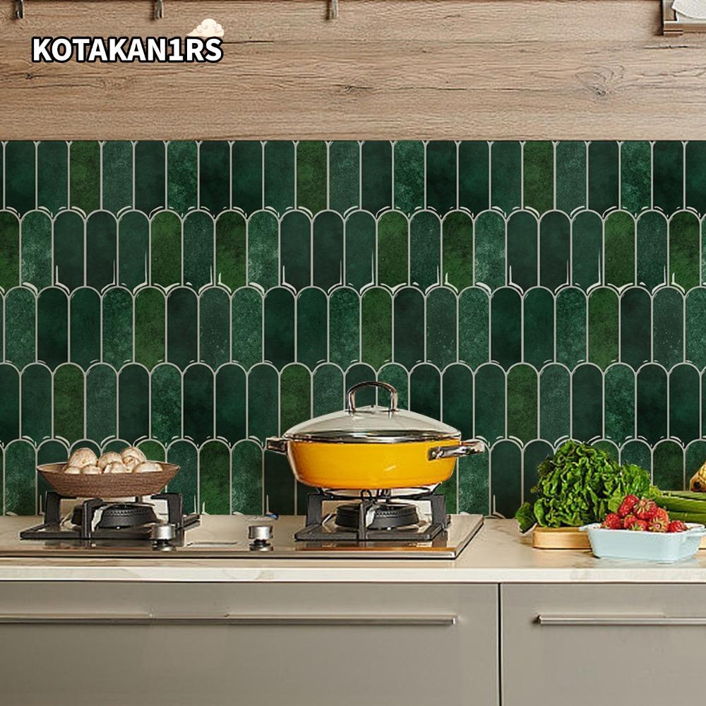 KOTAKAN1RS สติ๊กเกอร์ติดผนัง, PVC Self-กาวกระเบื้องผนัง,แบบพกพากันน้ําแม่พิมพ์ทนเกล็ดปลาห้องครัว Backsplash สําหรับห้องครัวห้องน้ํา