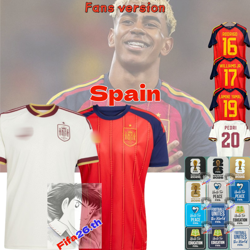 แฟนสไตล์สเปนชุดฟุตบอลโลกเสื้อฟุตบอล-สเปนทีมชาติฟุตบอลโลกรุ่นพัดลม