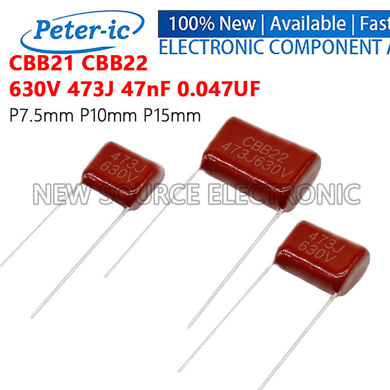 (5-20 ชิ้น) CBB22 630V 473J 47nF 0.047UF Capacitor P7.5 มม.P10 มม.P15 มม.Pylene Film Capacitor