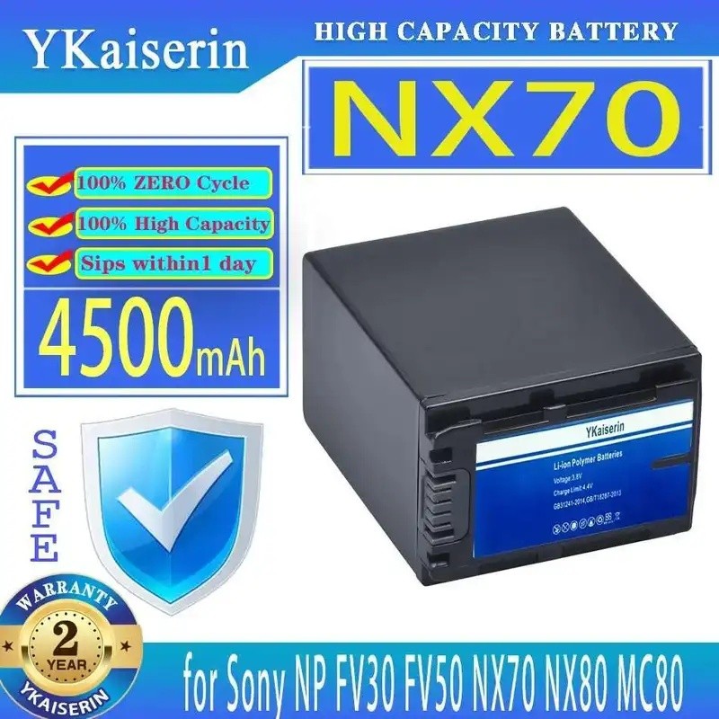 กล้องวิดีโอแบตเตอรี่เปลี่ยนที่เชื่อถือได้ 4500Mah สําหรับ Sony NP FV30 FV50 FV60 FV70, Pxw Z90 X70 N