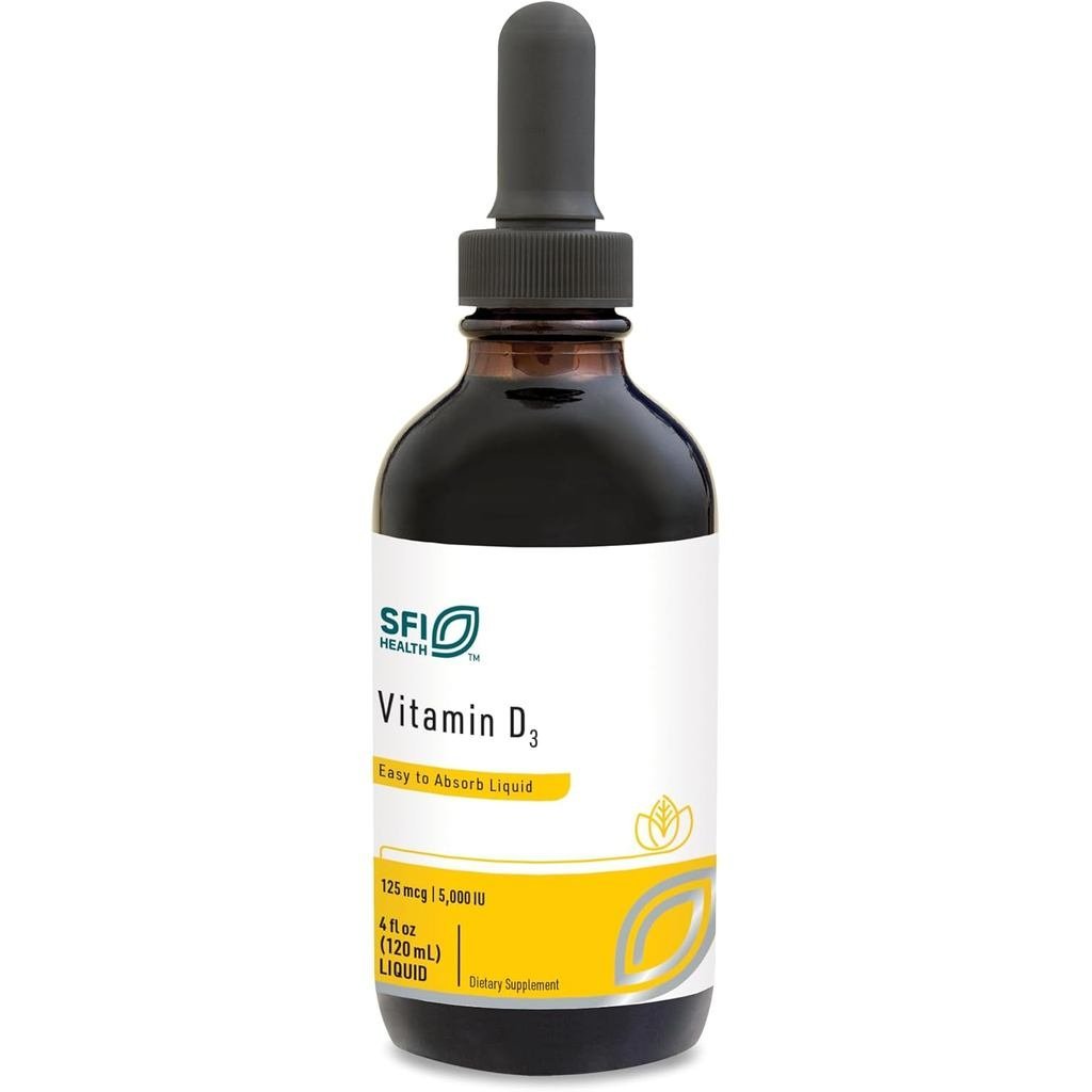Klaire Labs SFI Health Vitamin D3 Liquid Drops - 5000IU VIT D in Easy-to-Absorbing MCT Oil - Immune 