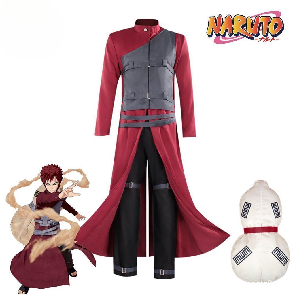 Gaara คอสเพลย์เครื่องแต่งกายอะนิเมะนารูโตะนินจาเครื่องแต่งกายสําหรับผู้ชาย Gaara เสื้อผ้าชุด Gourd P