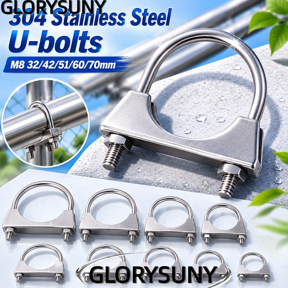 GLORYSUNY ท่อกลมเหล็กท่อ Fastener, 304 สแตนเลส M8 32/42/51/60/70 มม.U-bolts,ที่มีประสิทธิภาพทนทานกัน