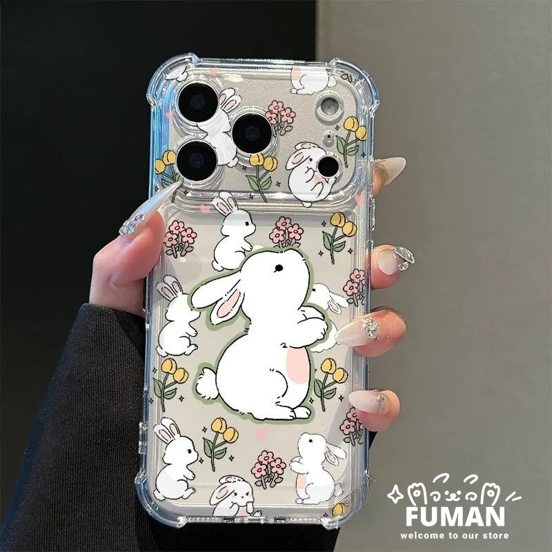 ดอกไม้น่ารักกระต่ายใสสี่มุมเคสโทรศัพท์สําหรับVivo Y20 Y20S Y20A Y20i Y20T Y20G Y19S Y19 Y19E Y18 Y18