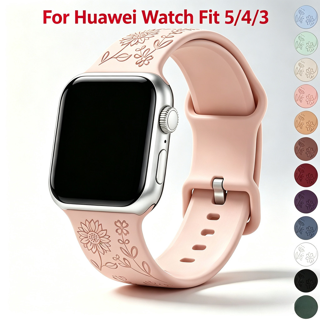 ใหม่ดอกไม้แกะสลักกีฬาสําหรับ Huawei Watch Fit 5Pro 4Pro Fit3 4 Fit5