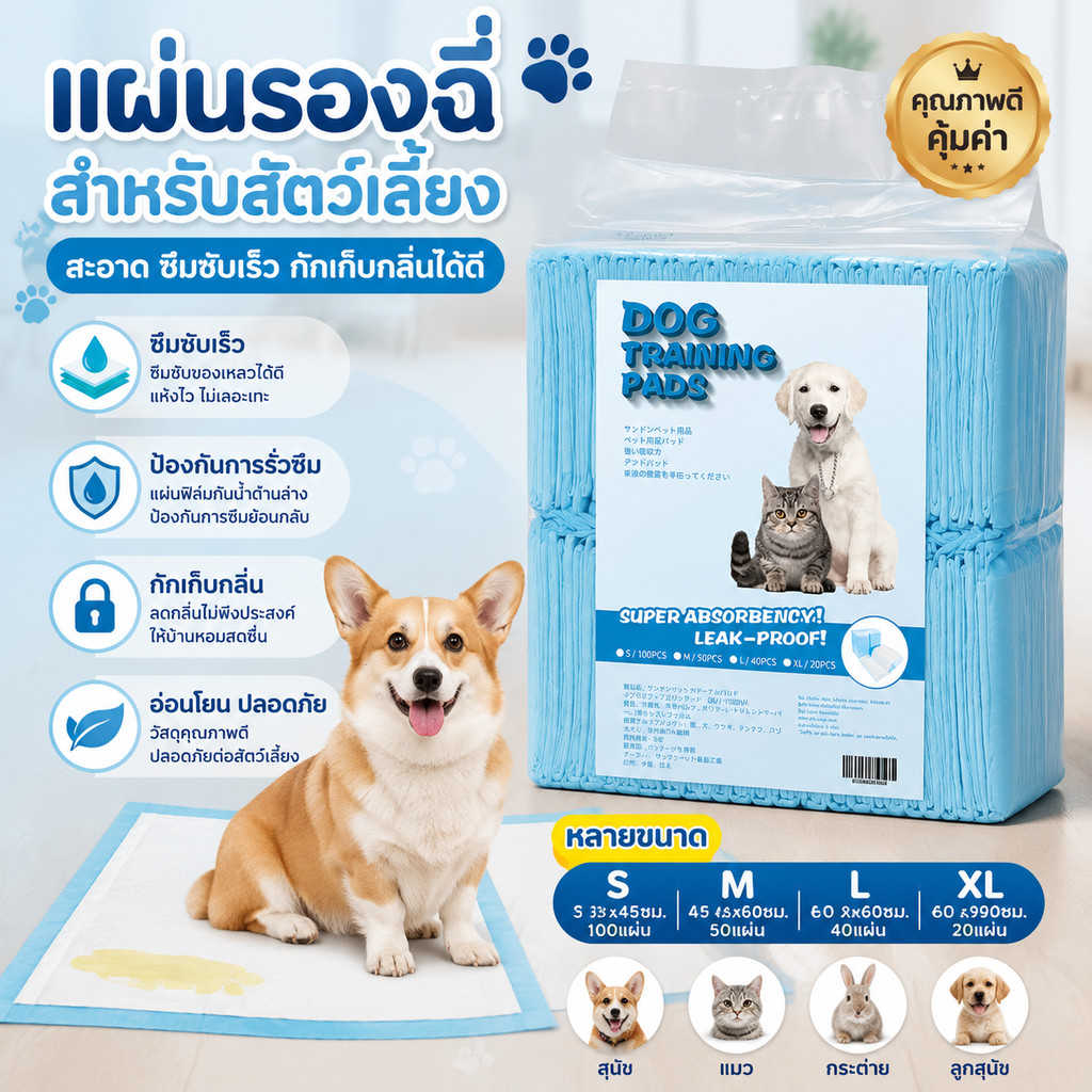 【พร้อมส่ง】 แผ่นรองฉี่สุนัข ซึมซับไดีดี ต่อต้านแบคทีเรีย แผ่นรองฉี่ ผ้ารองฉี่สุนัข แผ่นรองฉี่แมว แผ่นรองซับ ทรายแมวCOD