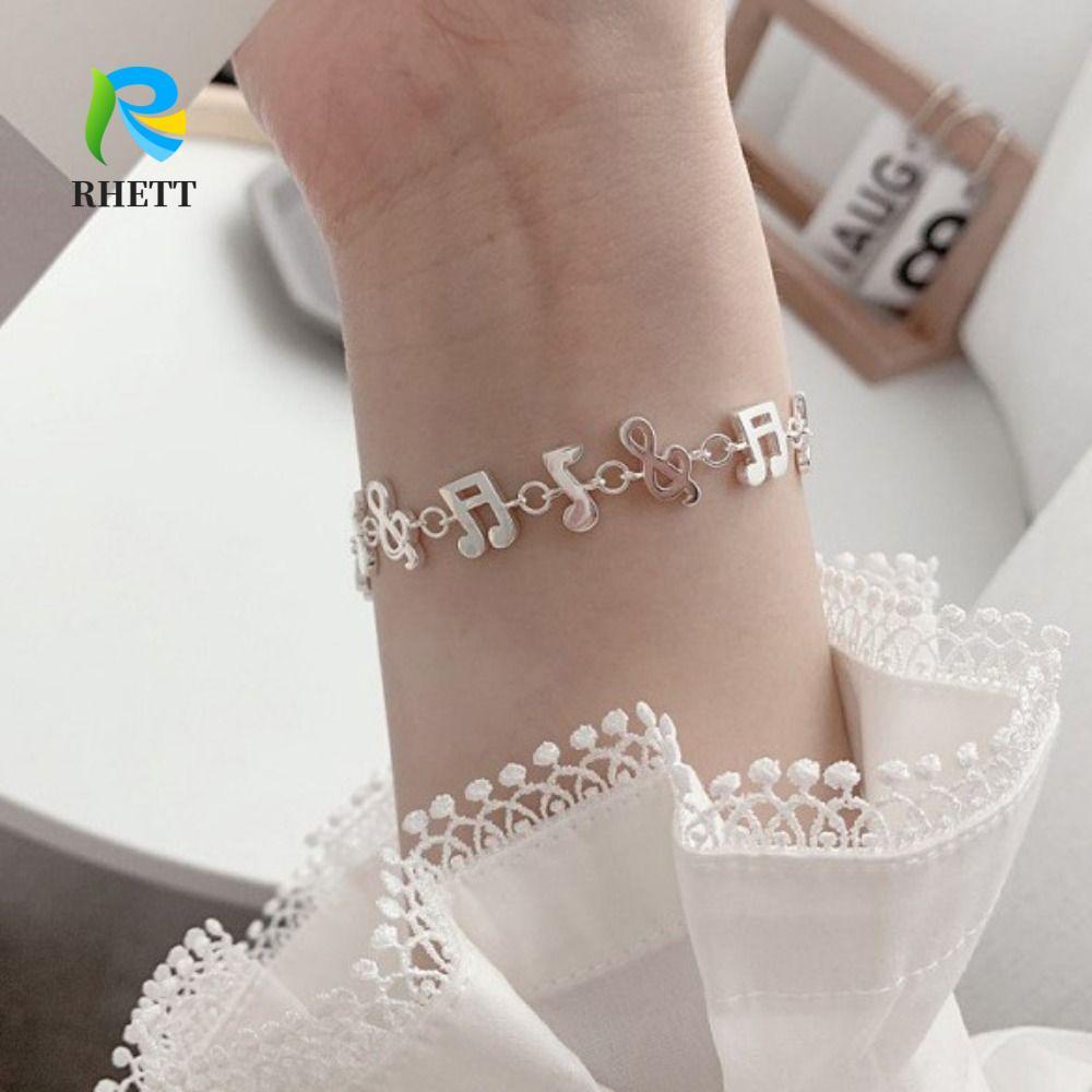 กําไลข้อมือเงิน หยาบคาย,เครื่องประดับความงามเพลงหมายเหตุสร้อยข้อมือ,สวยงดงามปรับแฟชั่นแปดหมายเหตุมือโซ่ของขวัญ