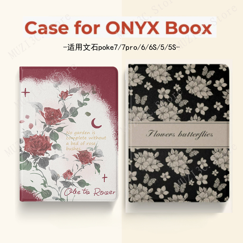 กรณีแม่เหล็ก Vintage Rose สําหรับ Onyx Boox Go 6 GenII Go6 Poke 5/6 Poke5/5s Poke6/6s E-Book ป้องกัน