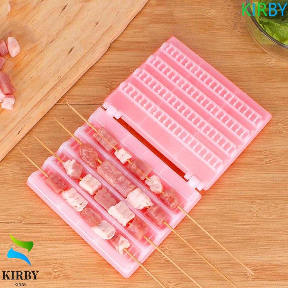 เคอร์บี้ เครื่องทําเคบับบาร์บีคิว,ที่เสียบเนื้อบาร์บีคิวพลาสติกอย่างรวดเร็ว|มัลติฟังก์ชั่4แถวนํามาใช้ใหม่บาร์บีคิวสตริงเสียบ|แกดเจ็ตกลางแจ้ง