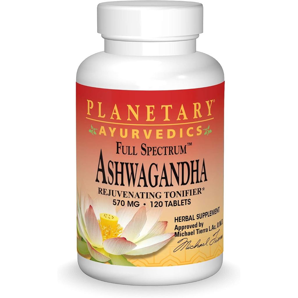 Planetary Herbals Ashwagandha Full Spectrum โดย Planetary Ayurvedics 570mg, Rejuvenating Tonifier, 1