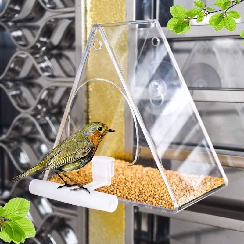 Creative อะคริลิคโปร่งใส Bird Feeder Bird Feeder Birage อะคริลิคโปร่งใส Bird Feeder 7.28