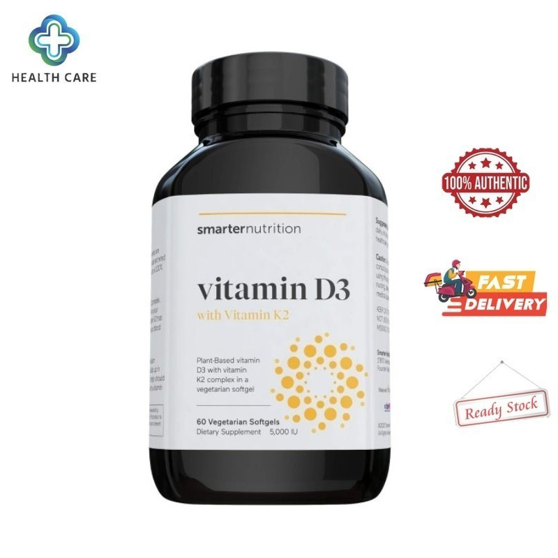 马来Daily Bone Immune วิตามินอาหารเสริม Smarter Nutrition D3 K2 5000IU 60 Extreme Softgels สูตรพืชสําห