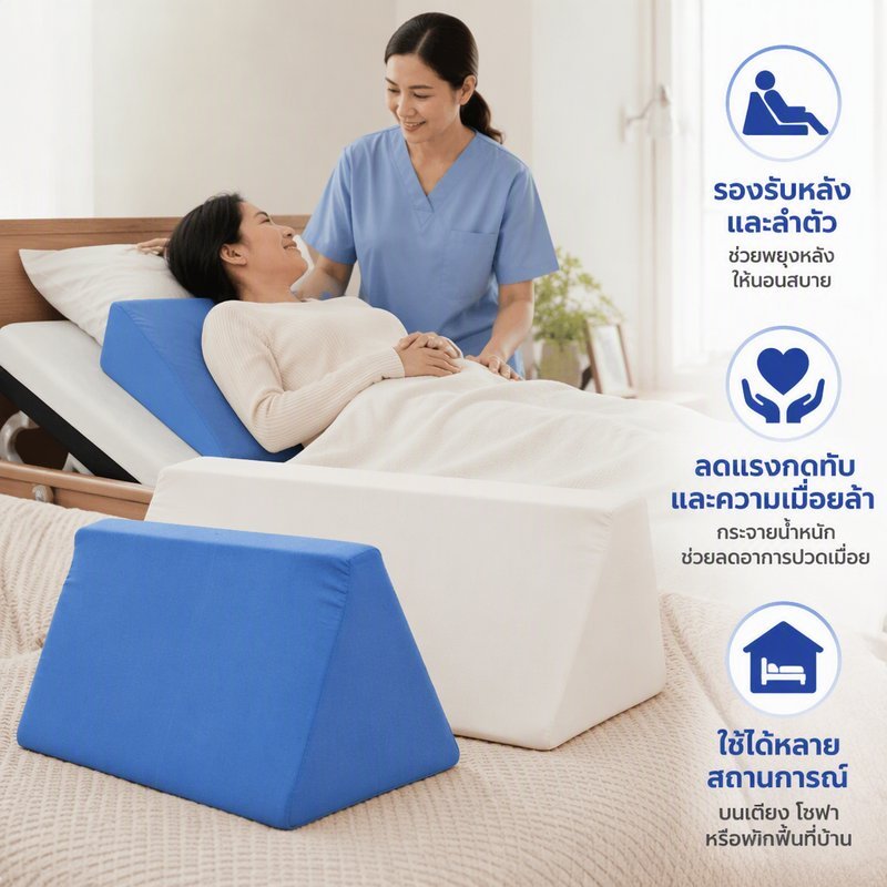 สามเหลี่ยมลิ่มหมอนเตียงสนับสนุนพนักพิงความหนาแน่นสูงโฟมล้างทําความสะอาดได้ปก ช่วยเหลือระดมกลาง