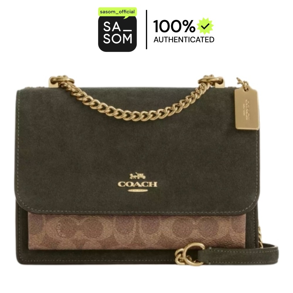 Coach Klare Signature Canvas Crossbody Bag Im Military Green Light Brown | ของแท้ ตรวจสอบโดย SASOM