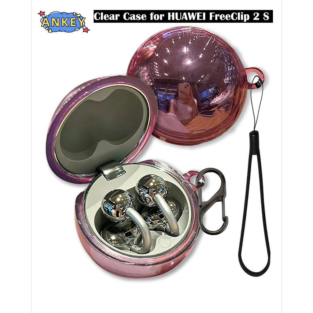 Compatible with HUAWEI FreeClip 2 S Bluetooth Headphones TPU Transparent Case HUAWEI FreeClip 2 S Transparent Color Shockproof Cover with Lanyard