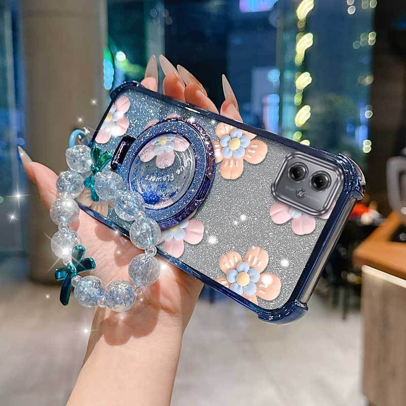 สําหรับ Moto G54/G54 EUR Edition/G54 Power/G56/G52 ฝาครอบ 3 ชิ้น ( Full bloom ดอกไม้เคสโทรศัพท์ + La