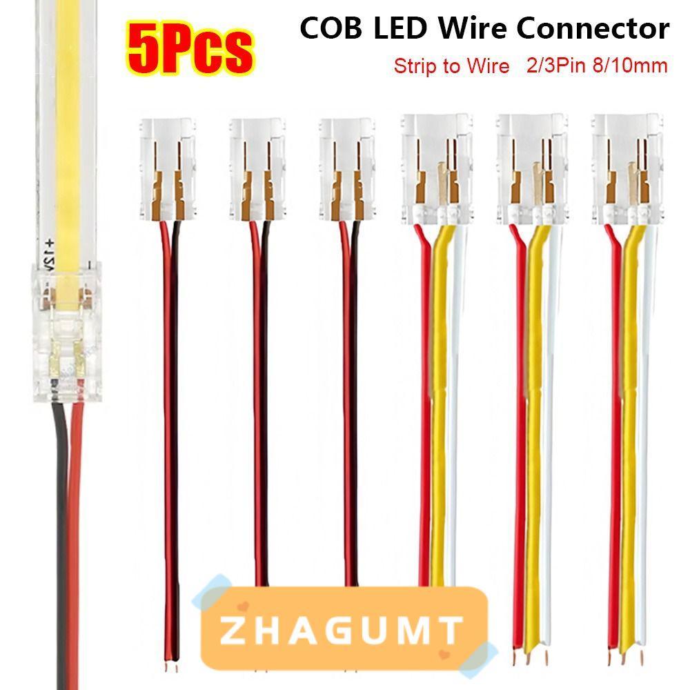 ZHAGUMT366KB 5 ชิ้น/เซ็ต Pin Connector, 8/10 มม.หัวเดียว COB LED สายไฟ, Universal Strip to Wire 2/3 