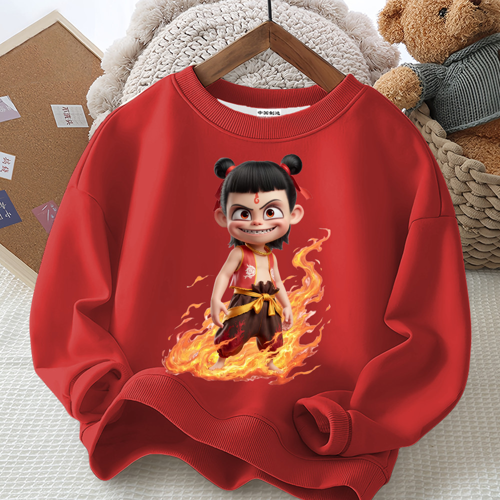 [Warm Bud Mother Baby Shop] Nezha Demon Boy การ์ตูนฤดูใบไม้ผลิฤดูใบไม้ร่วงฤดูหนาวขนาดเล็กขนาดกลางขนา