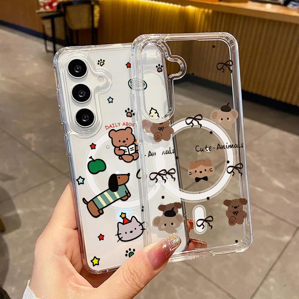 Bear Magnetic เคส For Samsung A17 A56 A37 A55 A57 A26 A54 A07 A16 A36 A15 A35 A06 S25 S23 Ultra S24 FE S26 Edge