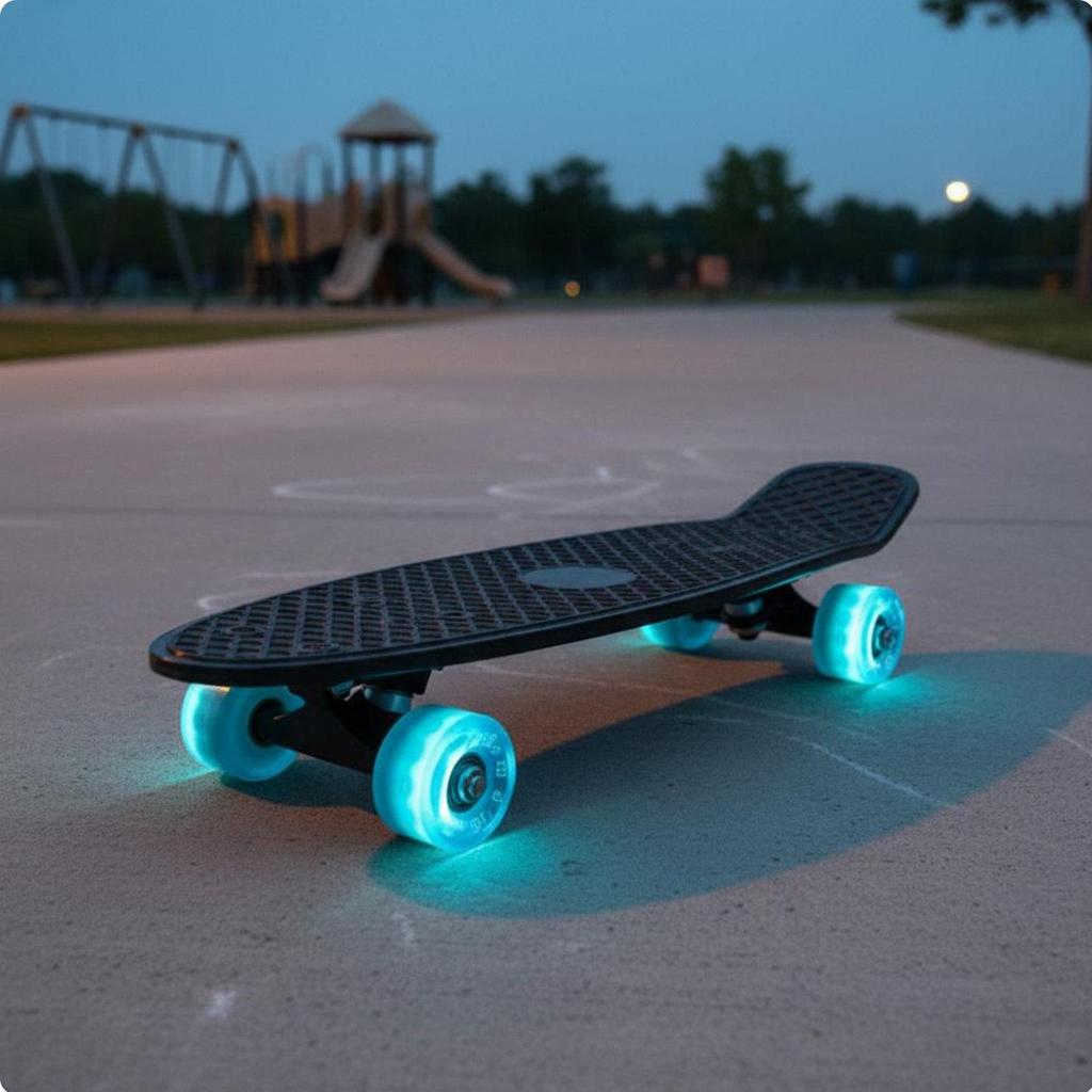 [Vaveren] Mini Children Skateboard Cruiser Board พร้อมล้อเรืองแสง PP Deck Blue
